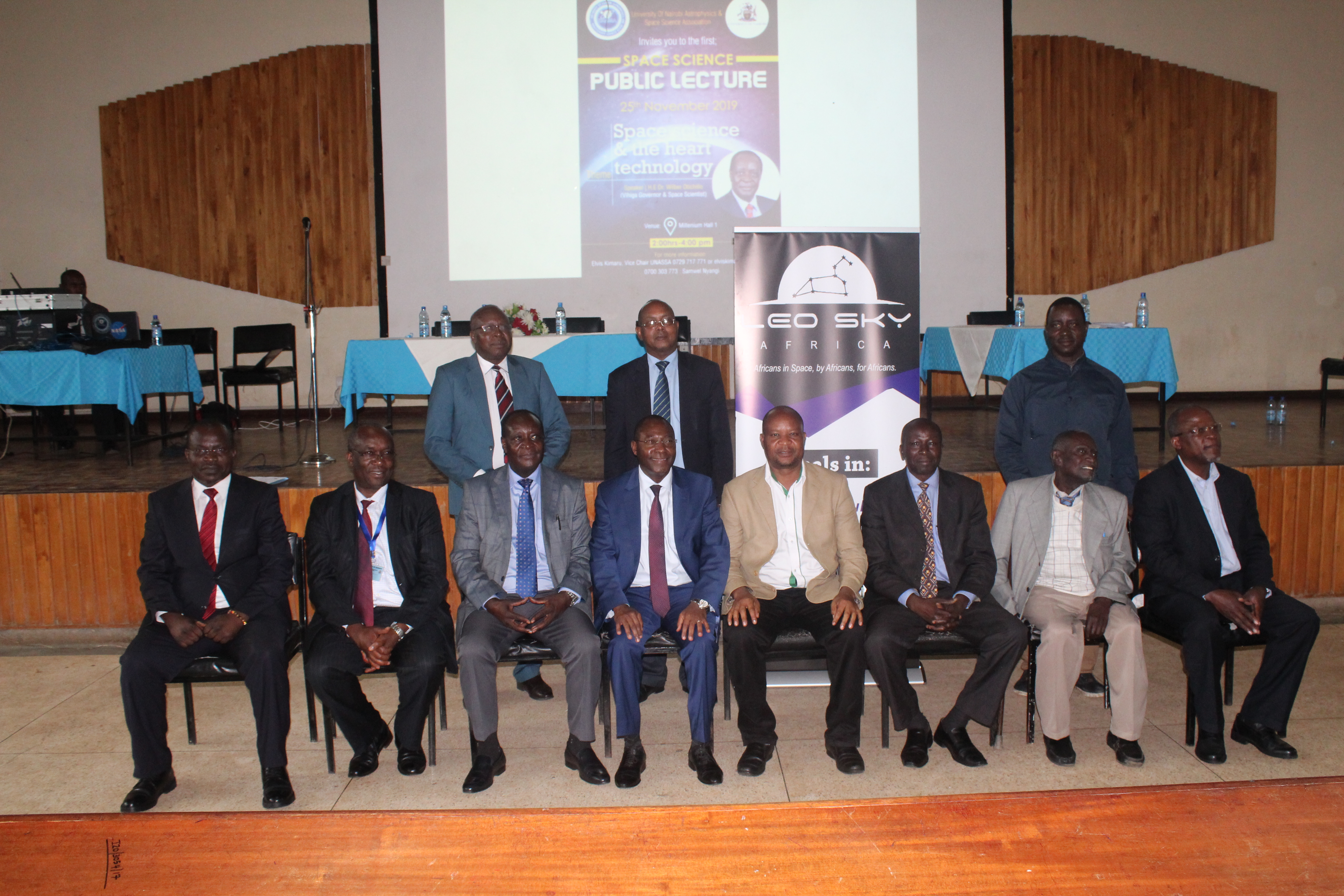 Hon Wilber Ottichilo with guests and CBPS administration after giving a public lecture on Space Science